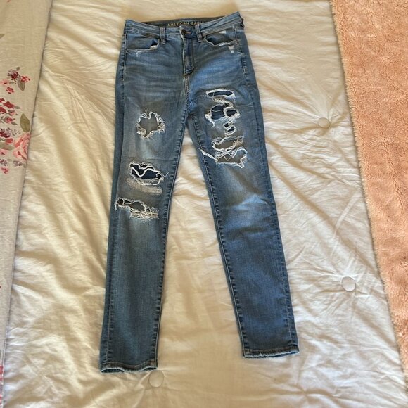 American Eagle Distressed Super High-Rise Jeggings Crop - Picture 5 of 8